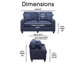 Palisades Navy Blue Loveseat 21 Palisades Navy Blue Loveseat -Chic Furniture Shop 810659257 A0 5