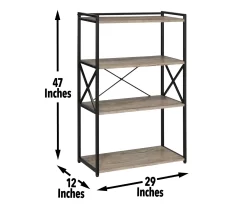 Corday Gray Wood 4-Shelf Open Bookcase -Chic Furniture Shop 810680821 A7