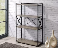 Corday Gray Wood 4-Shelf Open Bookcase -Chic Furniture Shop 810680821 B0 2