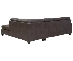 Signature Design By Ashley Navi Smoke Faux Leather Sleeper Sectional With Right-Facing Chaise -Chic Furniture Shop combo760013 2