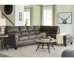 Signature Design By Ashley Navi Smoke Faux Leather Sleeper Sectional With Right-Facing Chaise -Chic Furniture Shop combo760013 3