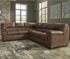 Signature Design By Ashley Bladen Coffee 3-Piece Faux Leather Sectional With Right-Facing Loveseat