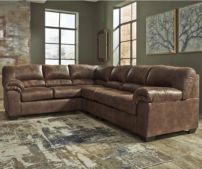 Signature Design By Ashley Bladen Coffee 3-Piece Faux Leather Sectional With Right-Facing Loveseat 1 Signature Design By Ashley Bladen Coffee 3-Piece Faux Leather Sectional With Right-Facing Loveseat