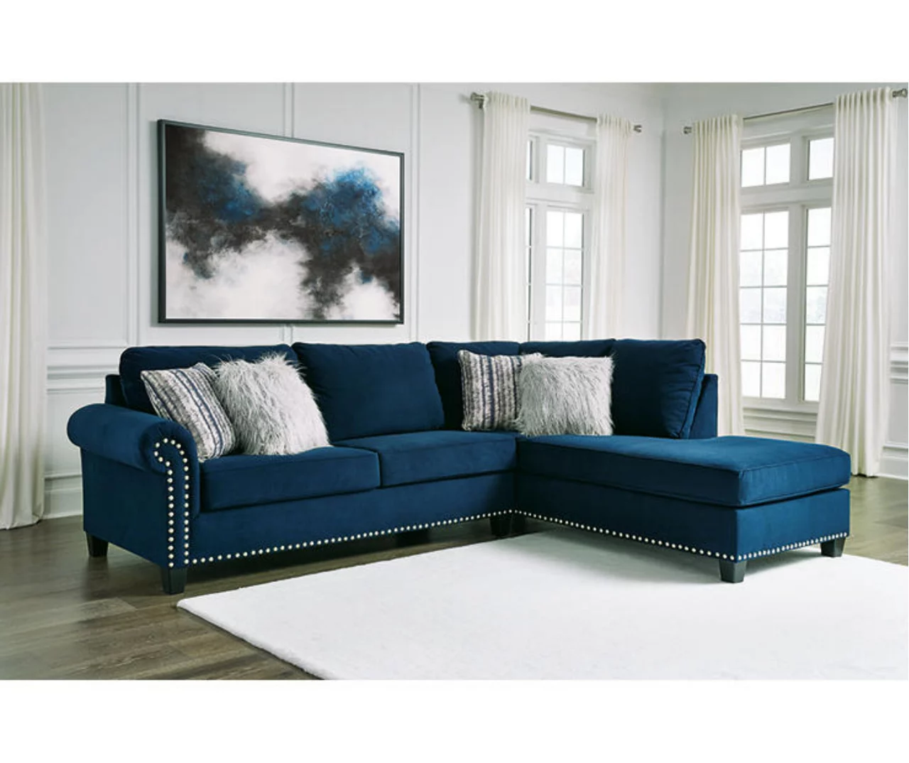Signature Design By Ashley Trendle Blue Sectional With Right-Facing Chaise 2 Signature Design By Ashley Trendle Blue Sectional With Right-Facing Chaise - Image 2